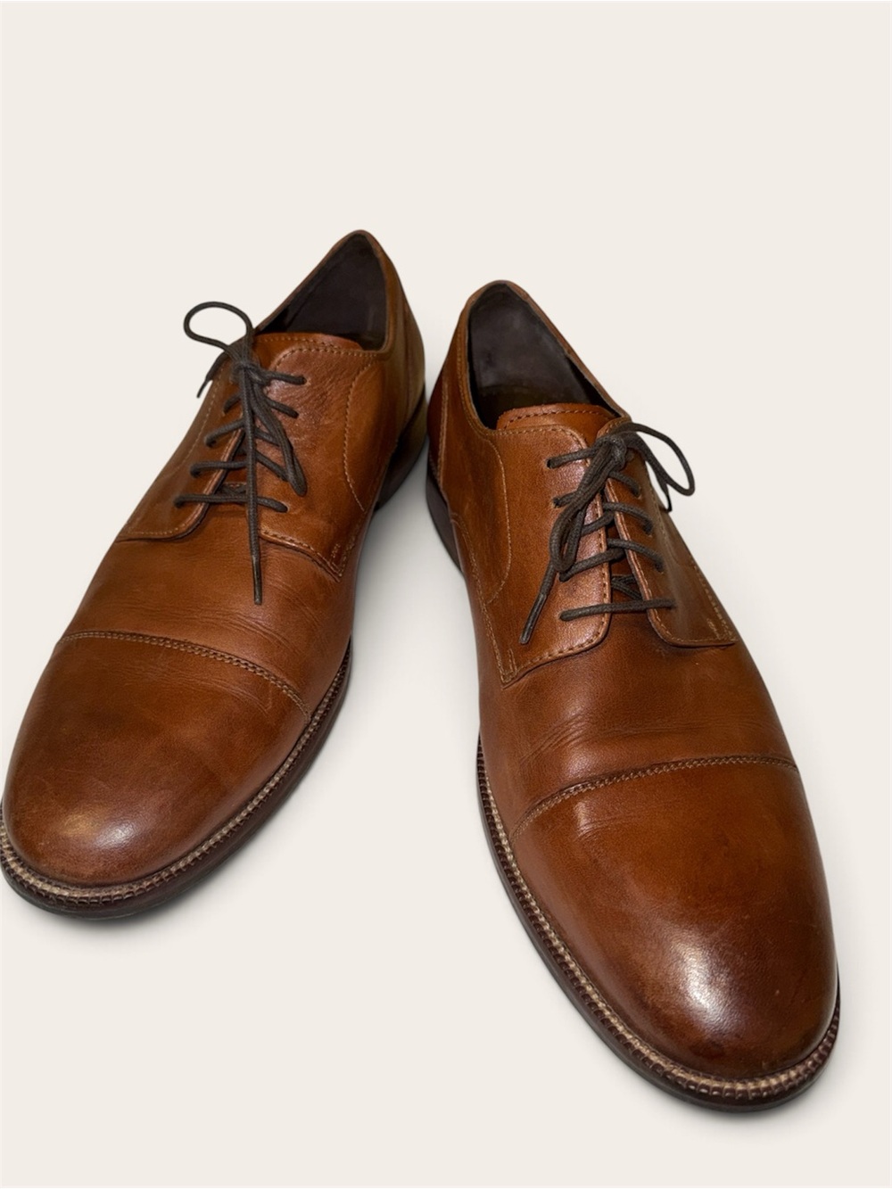 Cole Haan Benton Cap Toe Oxford II British Tan Leather Dress Shoes C24120 Men 10